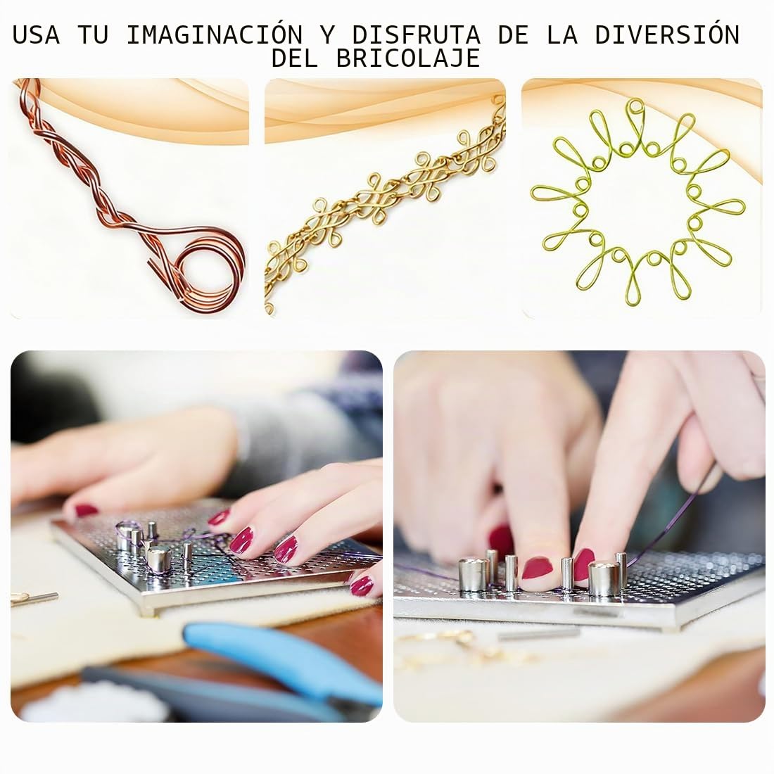 Juego de herramientas para hacer joyas con placa de aluminio (14 x 11,5 cm), placa de alambre para joyas, manualidades y manualidades
