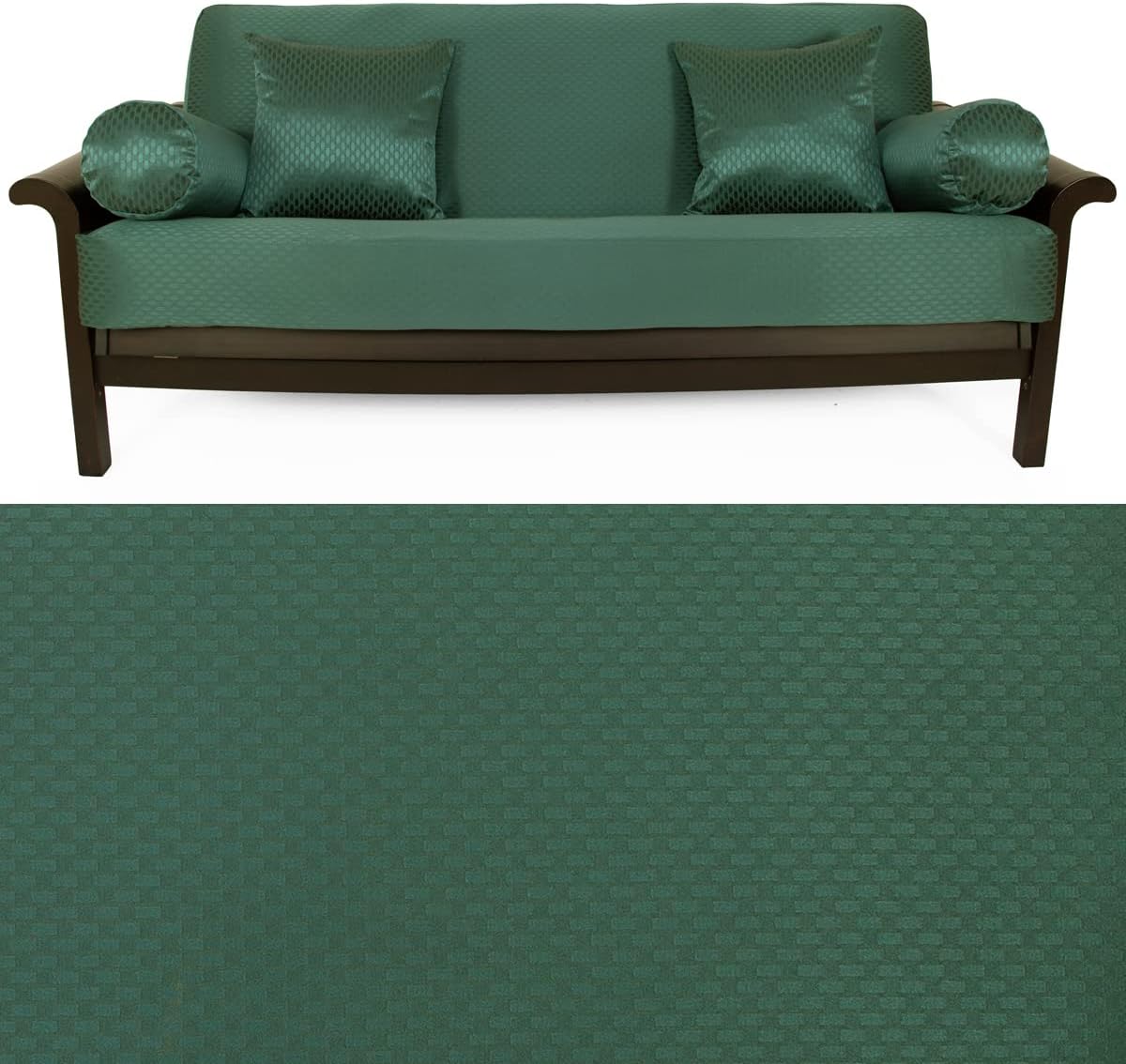 SlipcoverShop Checker Hunter Futon Cover 350 Full 5pc Pillow Set