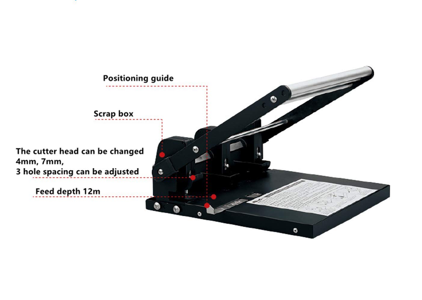 Hanchen 931C - Perforatrice manuale a 3 fori, capacità 150 fogli, per ufficio, casa, scuola 4mm blade head