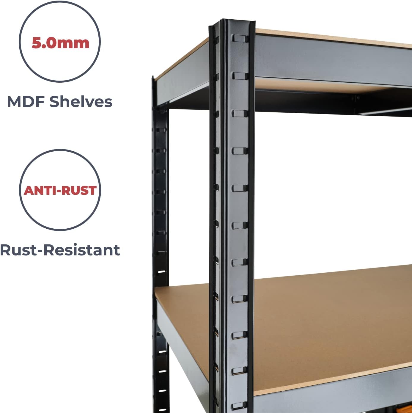 Garage Shelving Units - 71" H x 47" L x 16" W - Heavy Duty Racking - Shelves for Storage -1 Bay - Galvanised - 5 Tier - 2000LB Capacity (400LB Per Shelf) - Workshop, Shed, Office - 5 Year Warranty : Home & Kitchen
