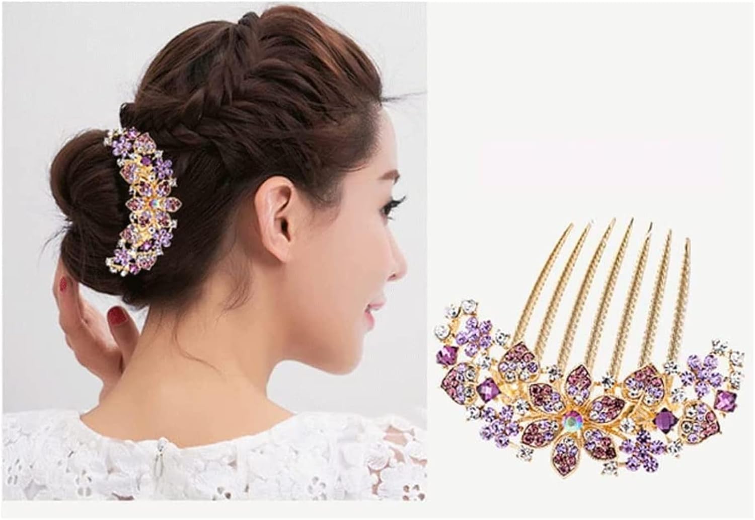 Wedding Hair Comb Hair Side Comb Hair Comb Clip Women Hair Combs Accessories Flower Rhinestones Hair Side Comb Decorative Hair Comb Clips Bridal Hair Comb Pins Side Comb (Color : G, Size : One Size