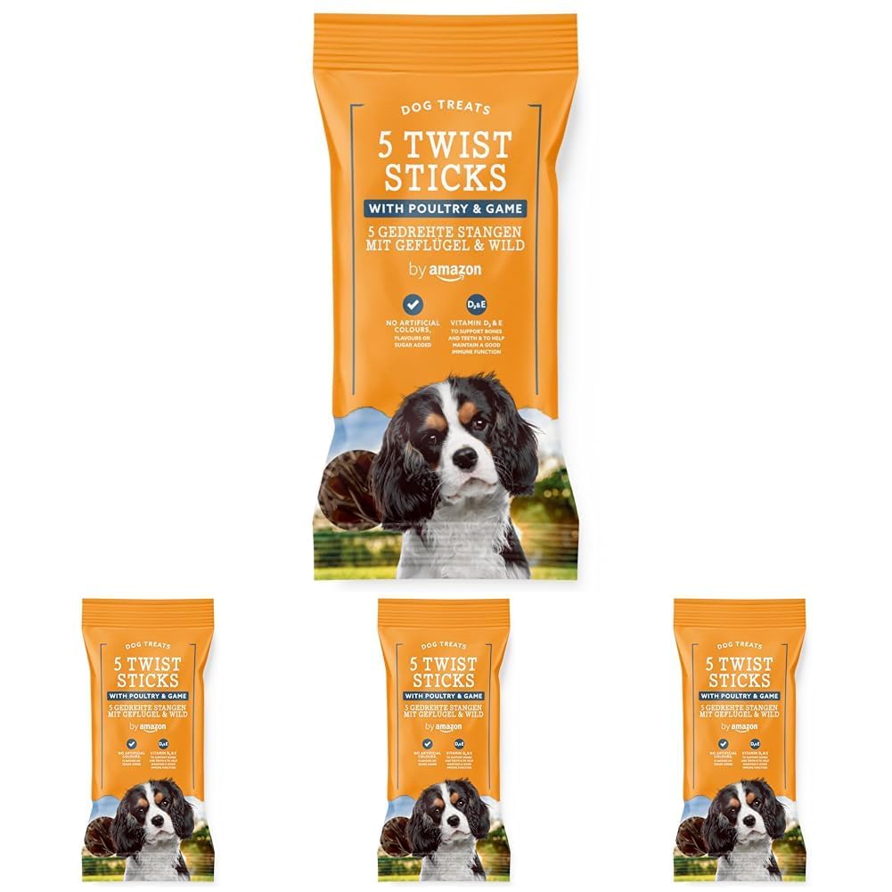 by Amazon Dog Treats - Twist Sticks with Poultry and Game, 100g (Pack of 4)