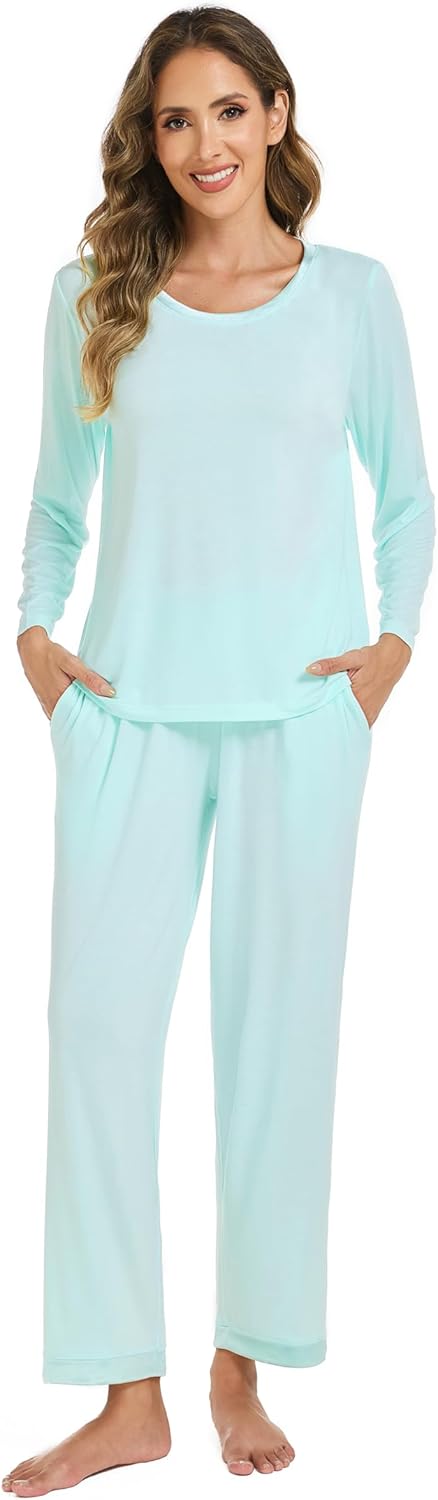 LUBOT Bamboo Viscose 2026 New Women's Pajama Sets Cooling Lightweight Soft Long Sleeve PJs Wicking Sleepwear Comfy S-XXL - Image 2