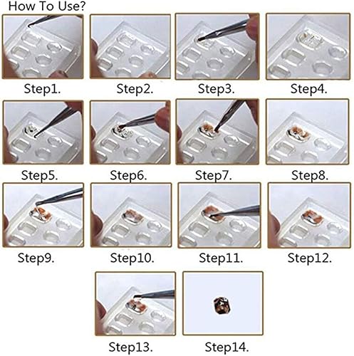 Miniatura 8 de 12 piezas Mini molde de resina de cristales de diamante facetado corazón ovalado cuadrado redondo plantillas de arte de uñas tallado kit de