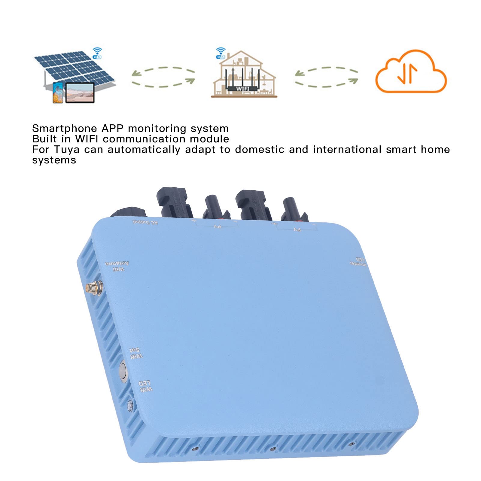 Micro Onduleur Solaire, Micro Onduleur Connecté au Réseau EU Plug 120V 230V Haute Efficacité de Travail Installation Facile Alliage d'Aluminium pour l'Industrie des Communications (600W)