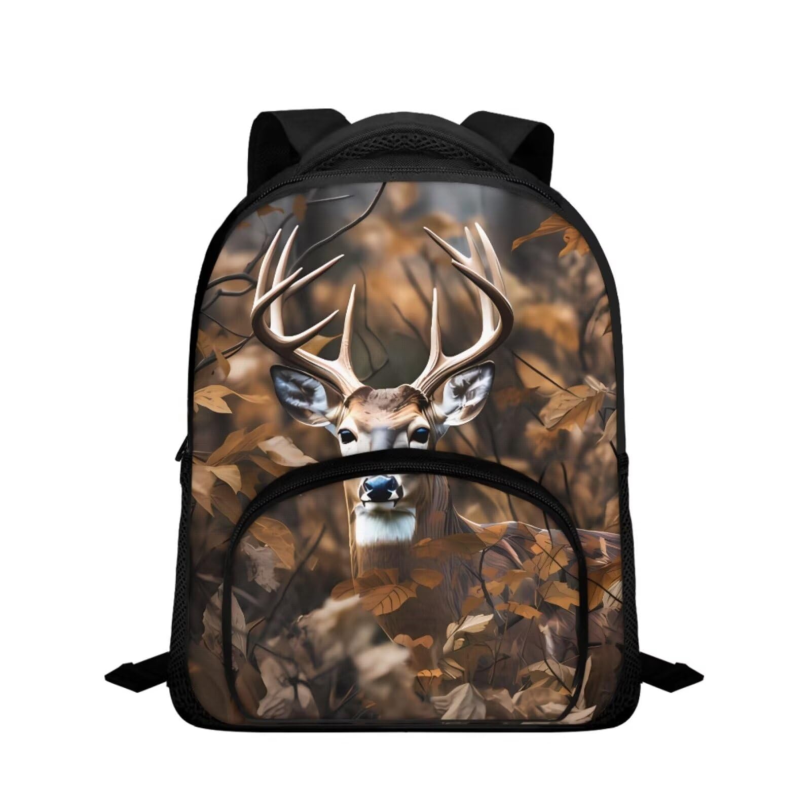 ELEDIZI Deer Camo Backpack for Kids 5-7 Kindergarten Backpack for Girls Big Bookbag with Front Pocket 12" School Bag with Side Pocket Casual Daypack