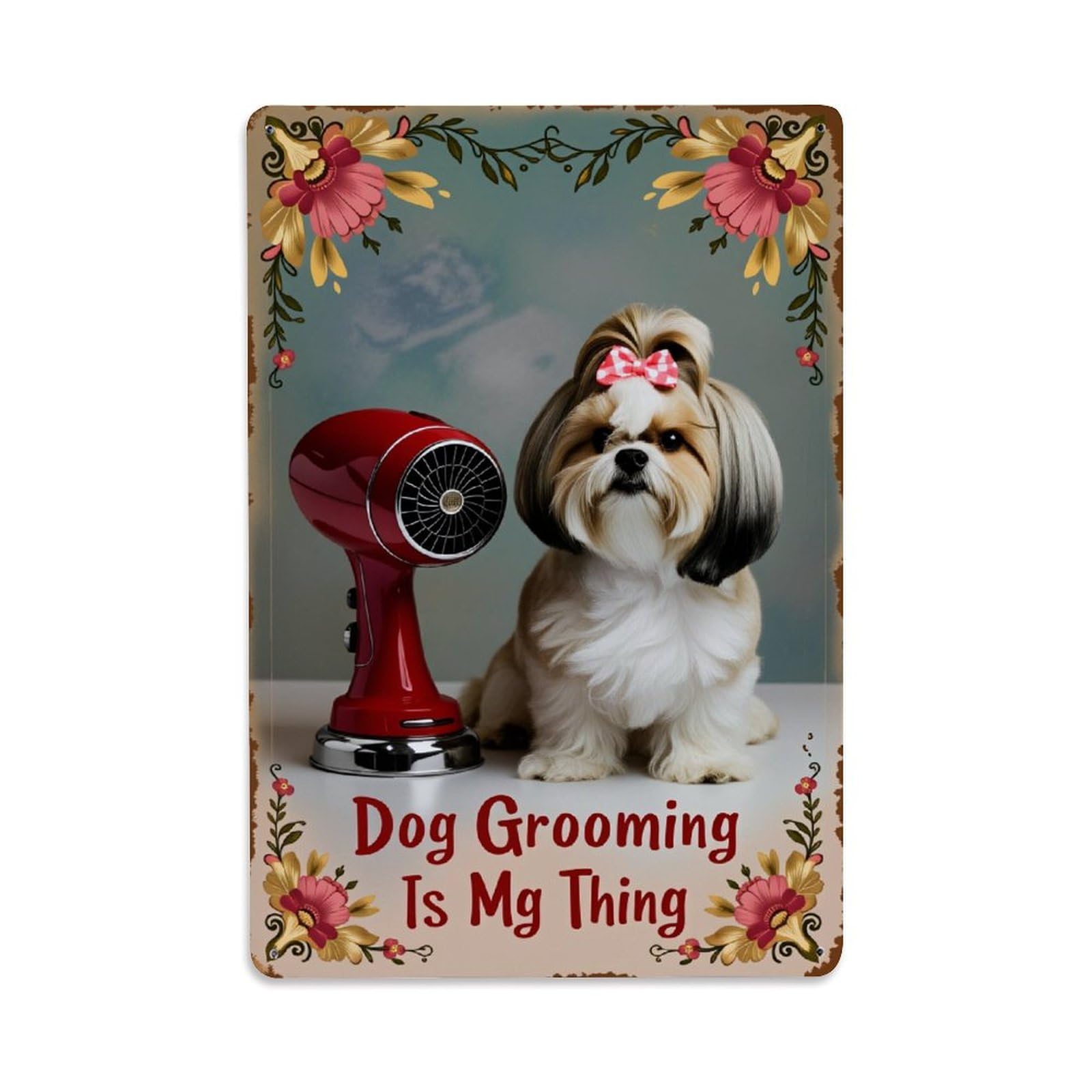 Enderetf Vintage Dog Grooming Is My Thing Tin Sign Metal Poster, Home Bar Garage Man Cave Cafe Indoor & Outdoor Wall Decoration 8X12inches
