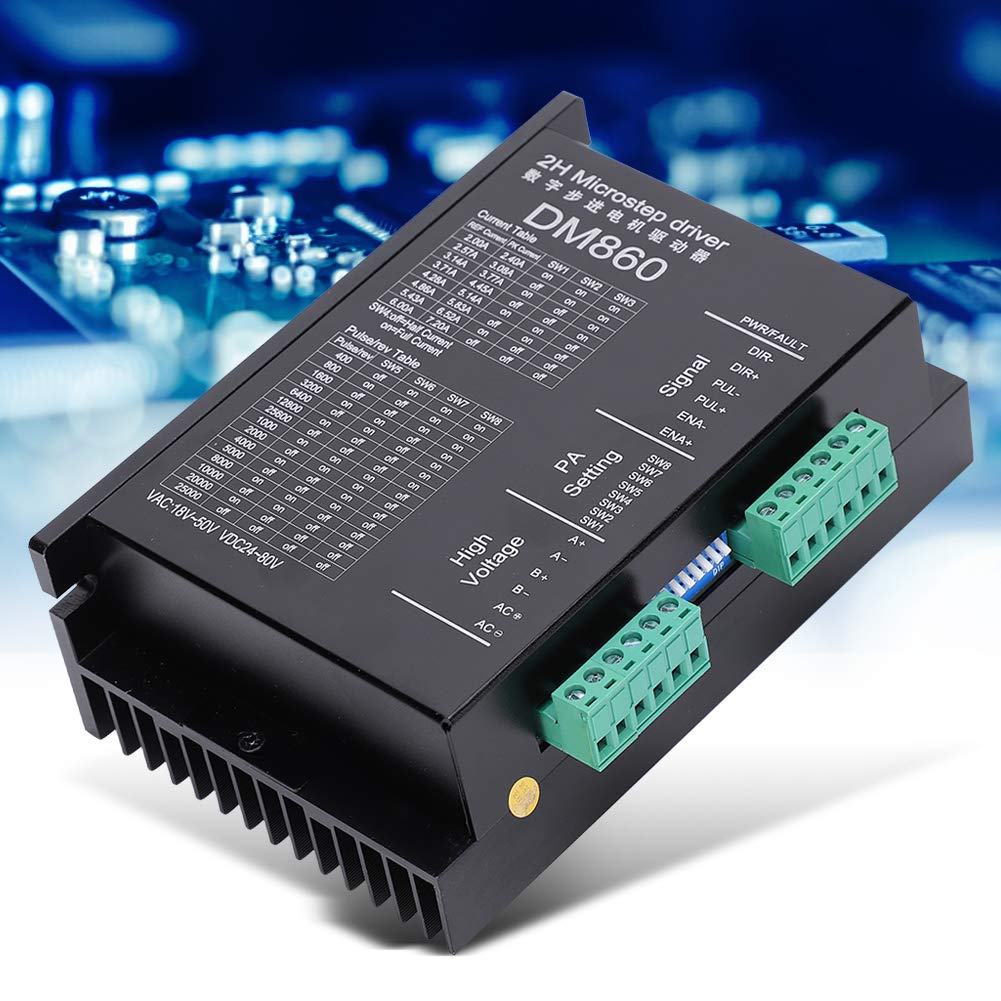 DM860 Controladores de motor paso a paso 18-80VDC Módulo de control de motor 2.8-7.8a Accesorios para máquinas de grabado de equipos de automatización industrial admite modo PUL/DIR/CW/CCW