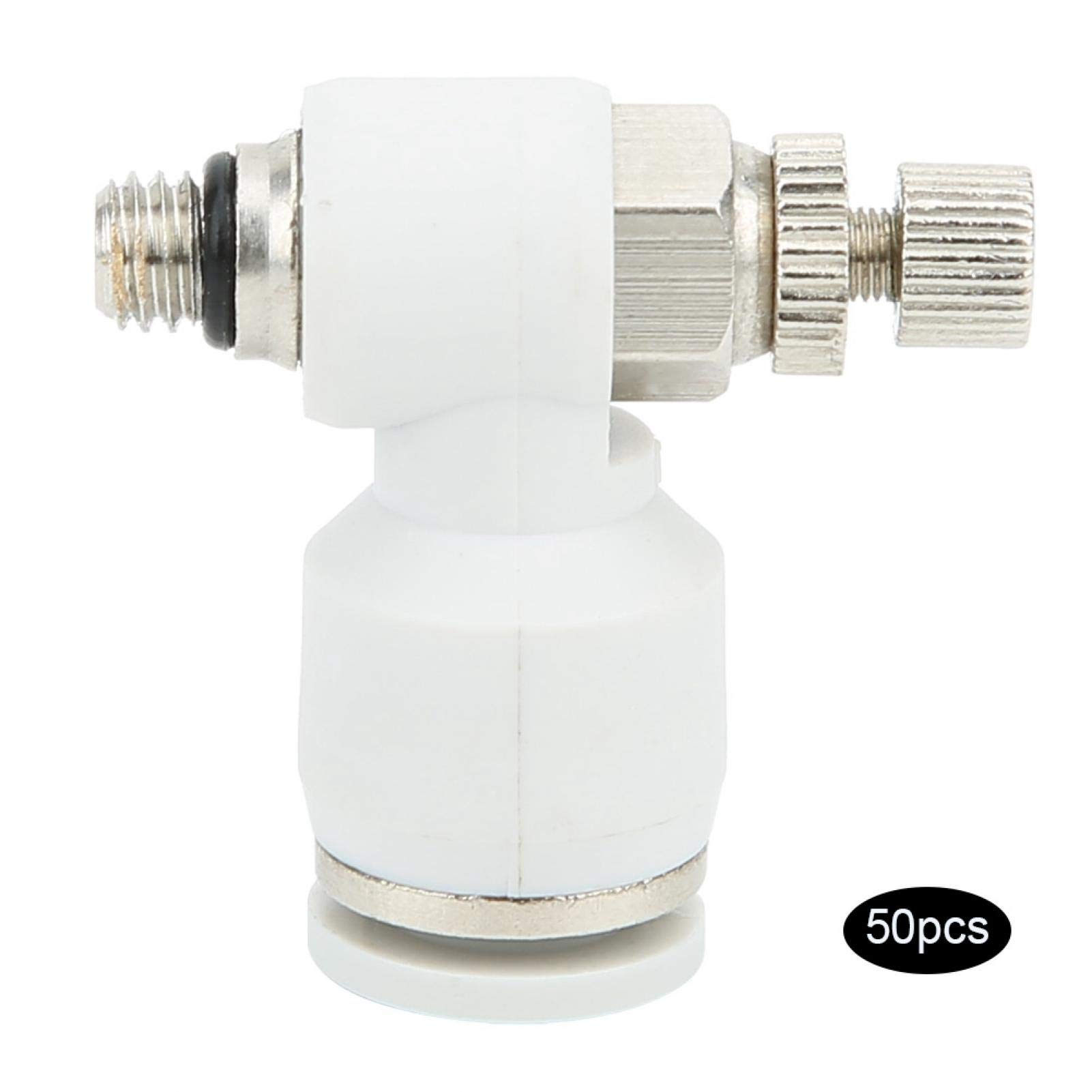 Válvula de control de flujo de aire 50 piezas Válvula neumática Ajuste de válvula de flujo Conector rápido SL6-M5