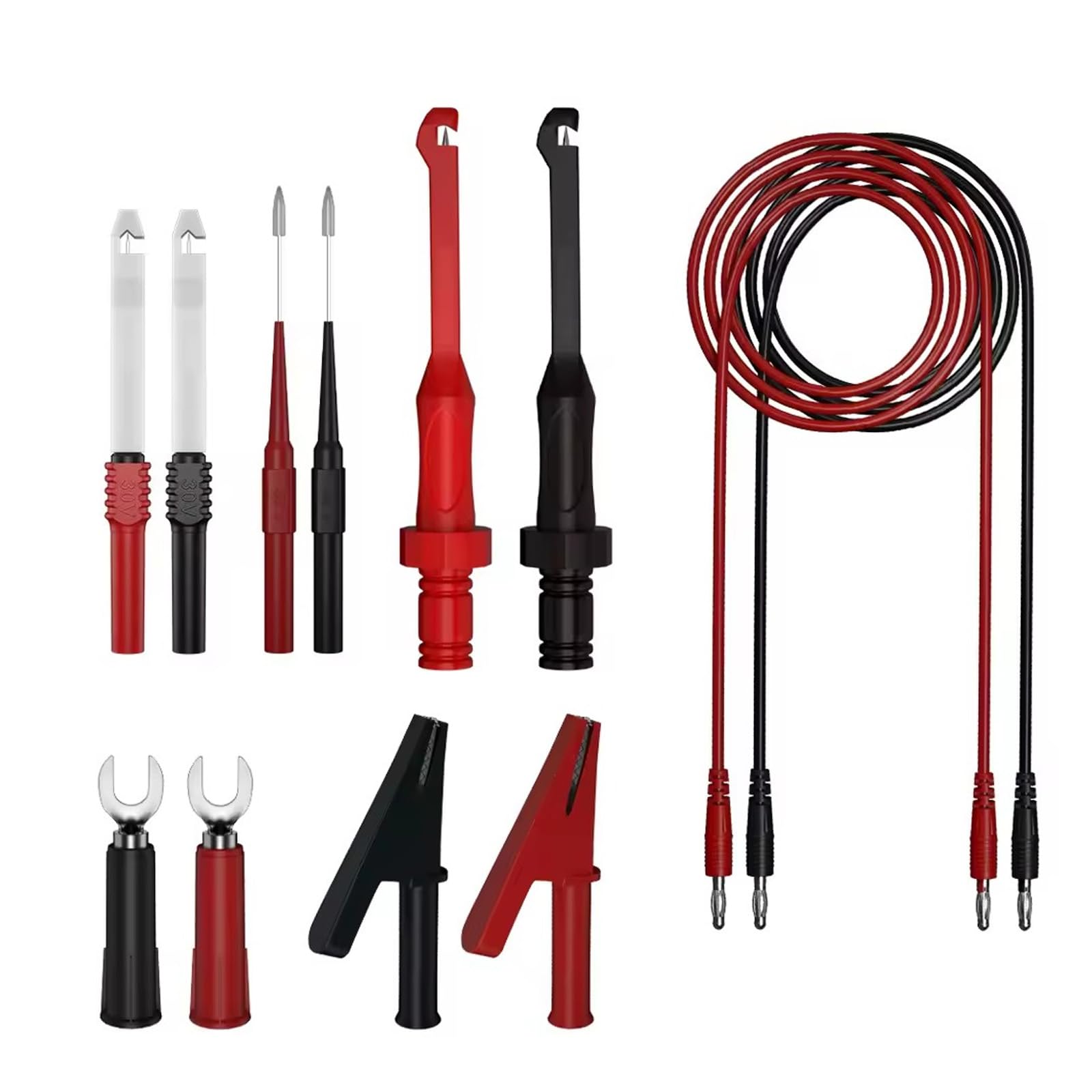 Not Destructive Cable Testing Probe Clamp Hook Clip Testing Clip for Automotive Circuit Analysis Soft Silicone Leads and Alligators Clips
