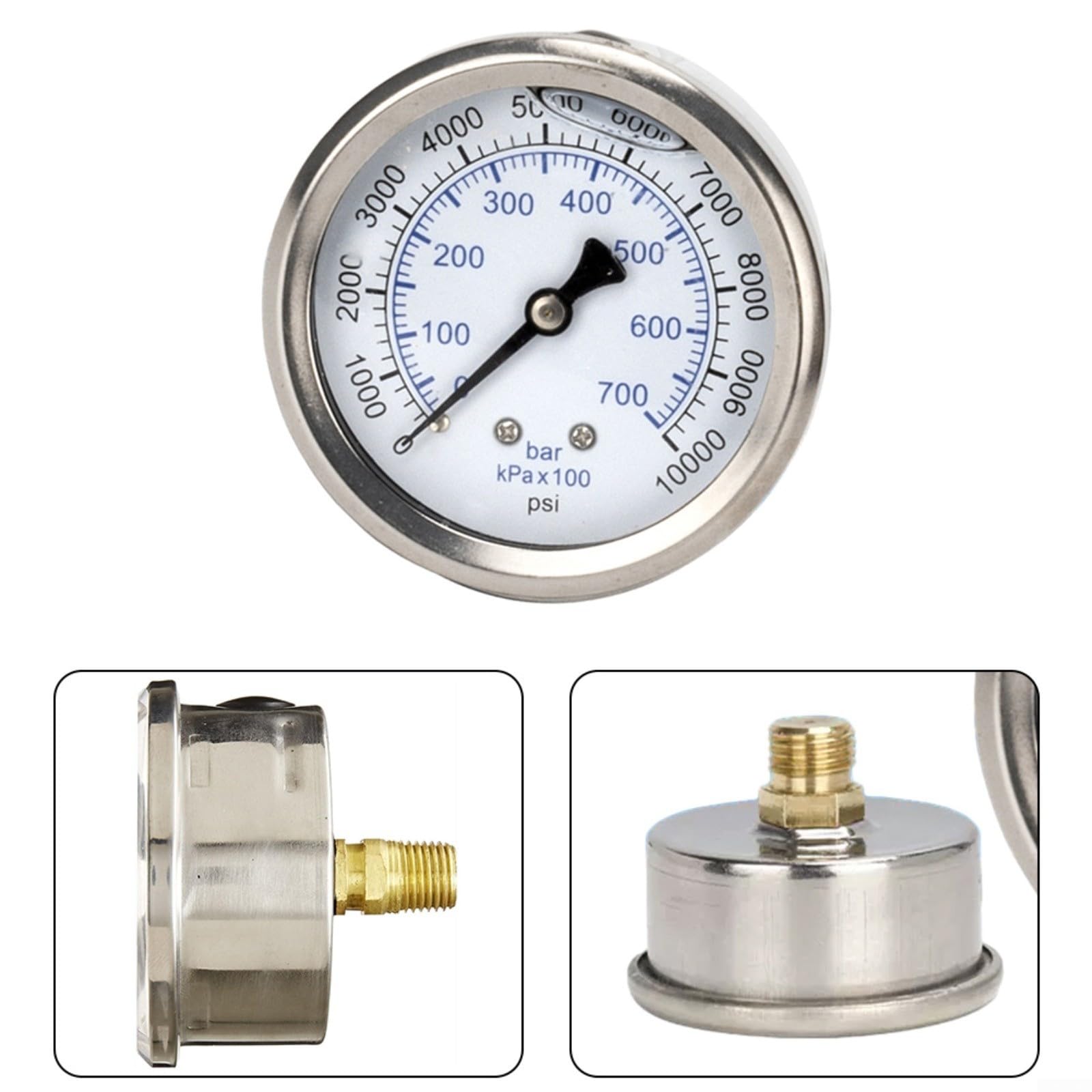 Manómetro para M14 x 1,5 rosca hidrolimpiadora acero inoxidable manómetro 700 bar/10000 psi