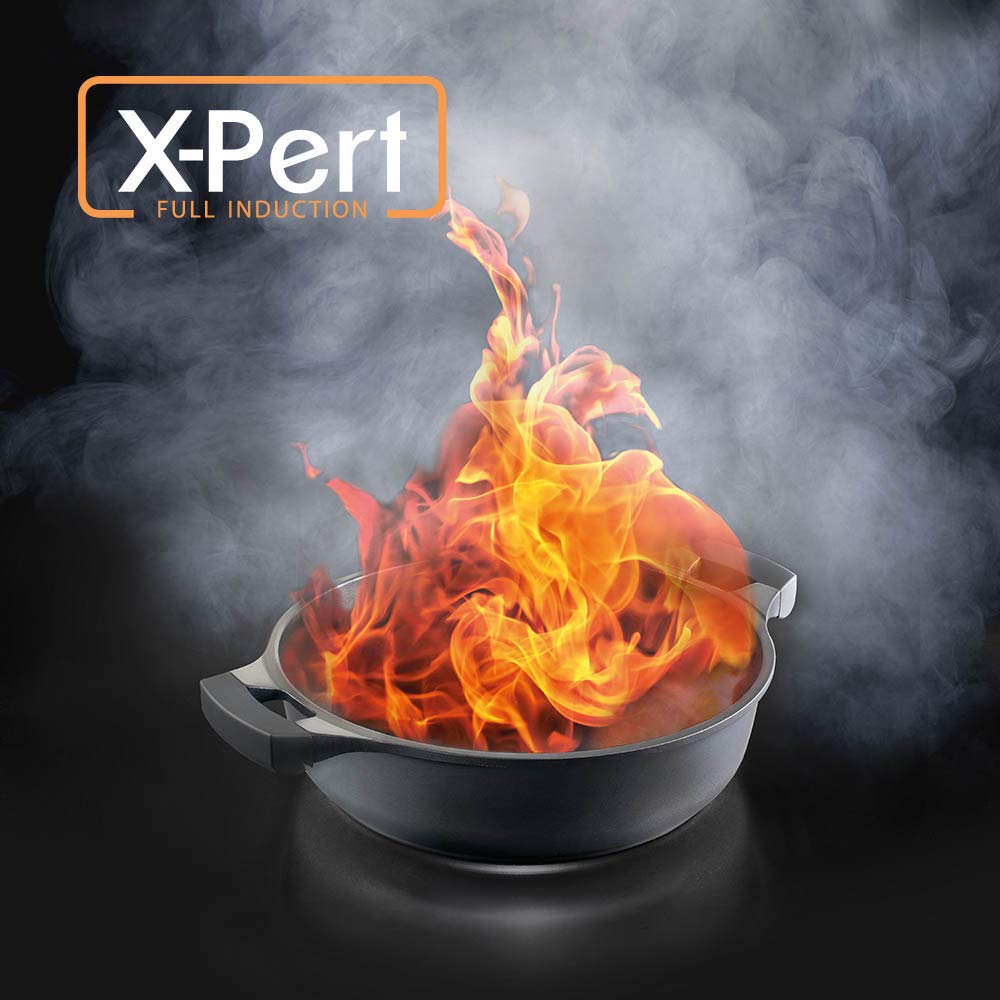 Metaltex XPERT-Cacerola Baja Aluminio Fundido, 30 cm, Antiadherente ILAG 3 Capas, Full Induction Válido para Todo Tipo de Cocinas