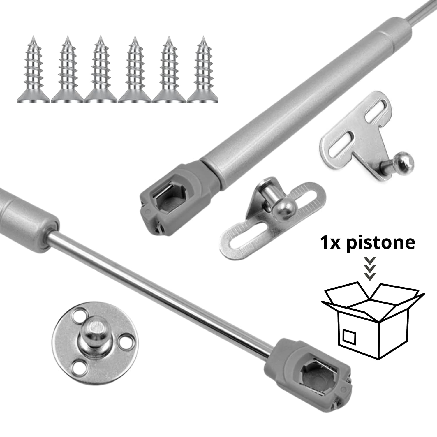 Amortiguador De Gas Para Capó O Puerta Abatible - Fuerza 300N, Distancia Entre Ejes 280 Mm, Junta Plana - Ideal Para Camiones, Caravanas O Mobiliario