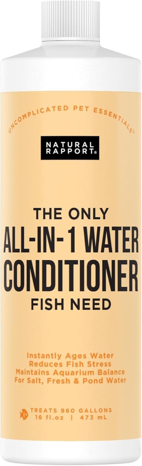 Aquarium Water Conditioner – Naturally Detoxifies and Removes Ammonia, Nitrite, Chlorine, and Chloramine from Saltwater and Freshwater (16 fl oz.)