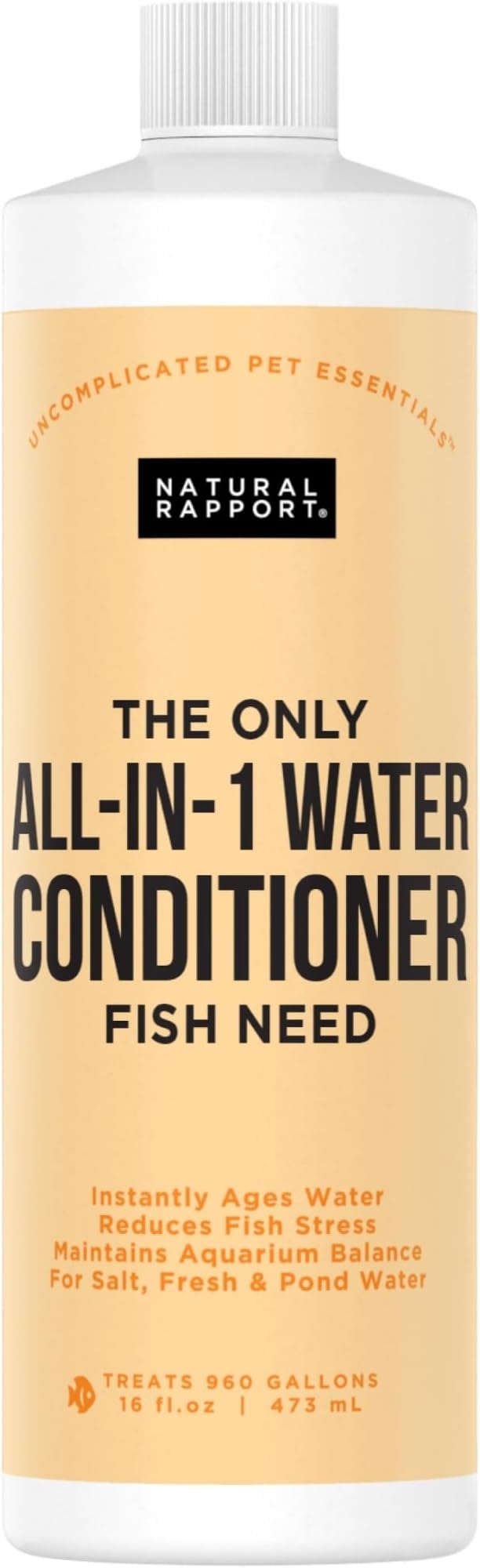 Natural Rapport Aquarium Water Conditioner, The Only All-in-1 Water Conditioner Fish Need Naturally Removes Harmful Chemicals in Freshwater and Saltwater (473 ml)