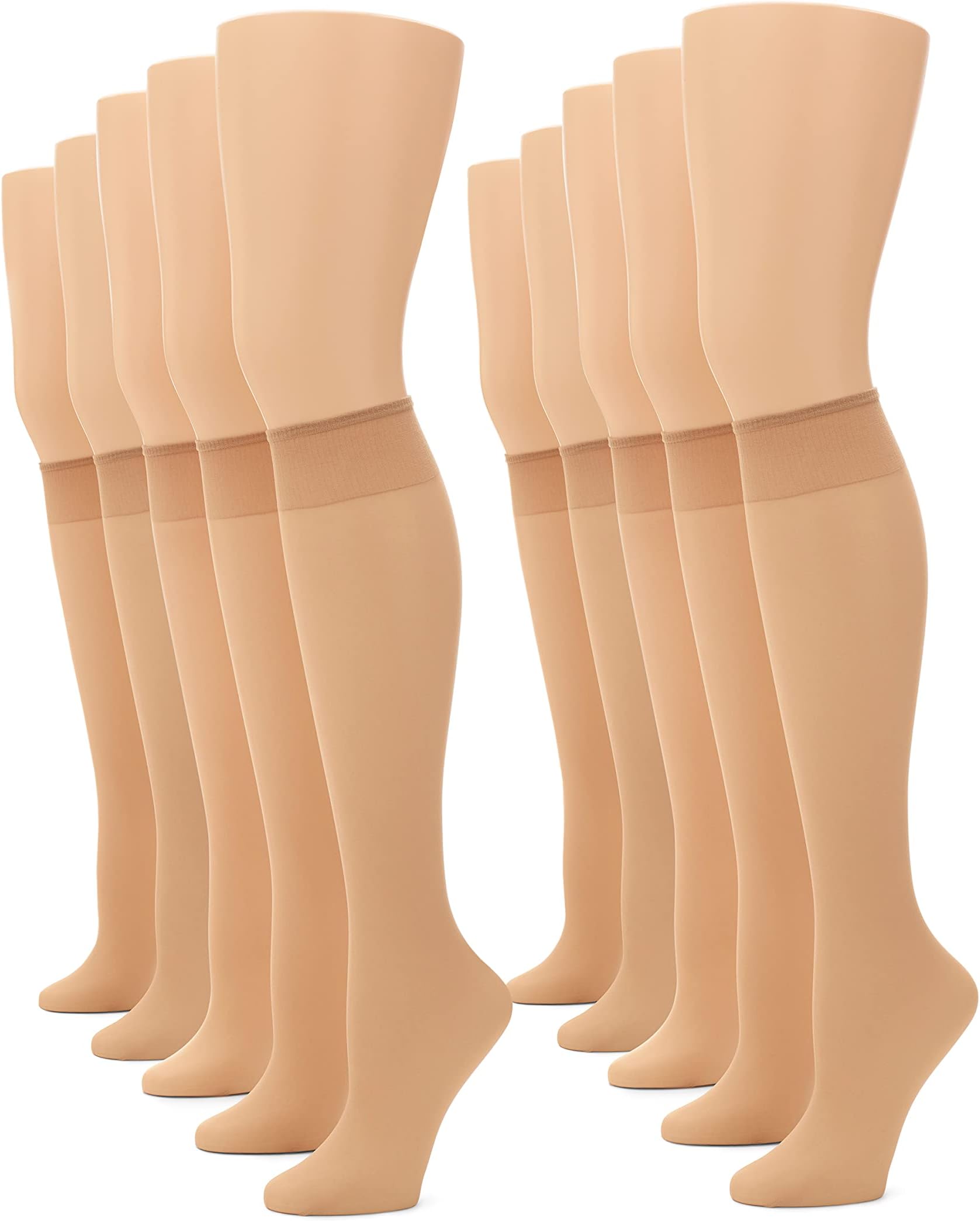 Women's Sheer Knee High, Nylons for Women with Comfort Top, Nylon Trouser Stockings, Value Pack