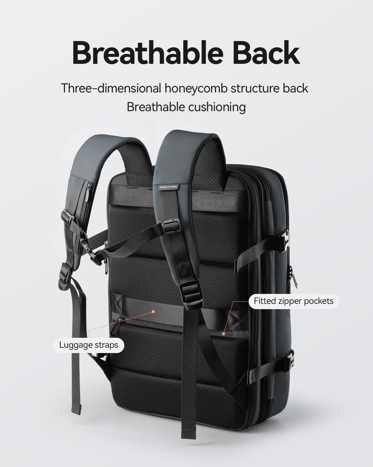 MS MARK RYDEN Vacuum Travel Backpack, 40L Expandable Compression Backpack, Vacuum Back Pack for Travel with USB Charging Port,Water Resistant Air Bag Backpack for Man