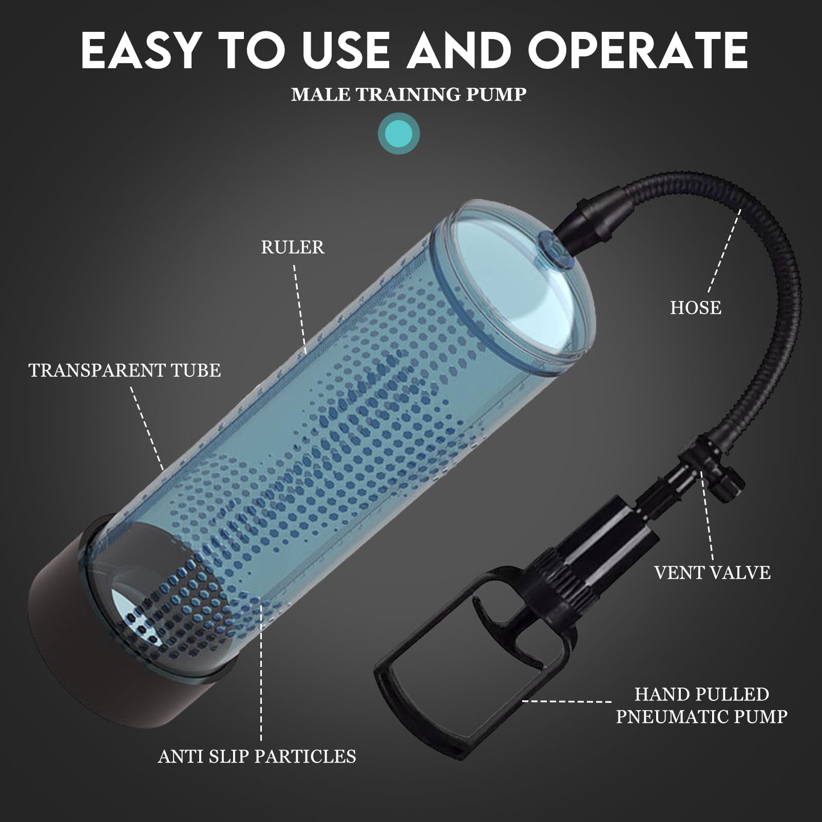 Pompe à Vide pour Homme avec 6 Anneaux de Constriction et 2 Bases en Silicone Doux - Pompe à Pénis pour Amélioration de la Performance Sexuelle - Made in ABS de Haute Qualité - Livrée avec Gel Lubrifi