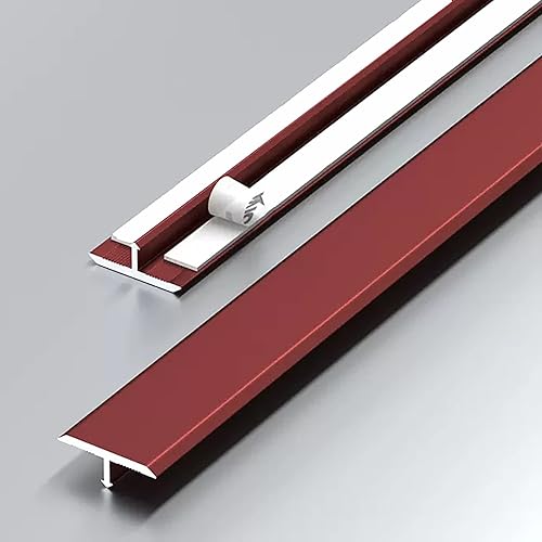 Miniatura 1 de WDJBPSH Tira de transición para puertas rojas, carpeta de costuras para suelos de baldosas a madera, cubierta de suelo plano, 3 umbrales de puerta