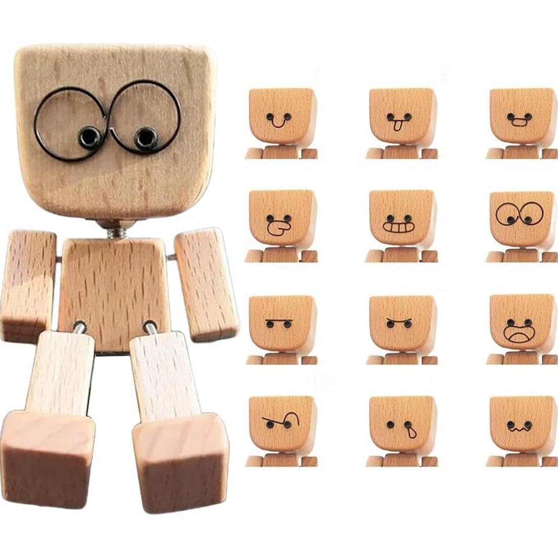 Figurina di Legno da Scrivania Uomo in Legno che Agita i Piedi, 1 Pezzo