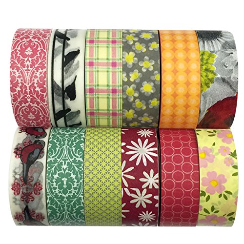 allydrew Washi Tapes Decorative Masking Tapes, Set of 12, ADSET11