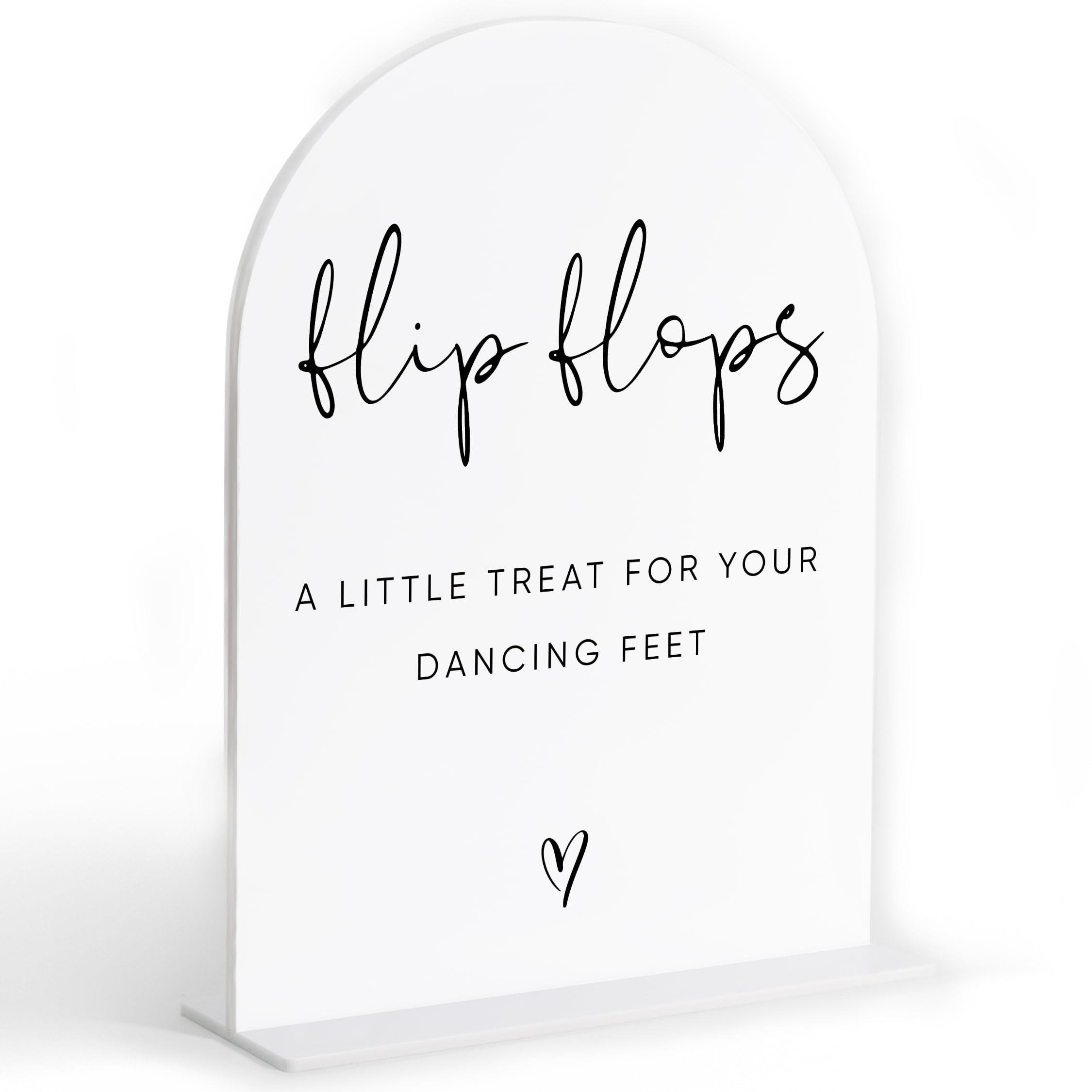 Wedding Flip Flops for Guests Sign, White Arch Acrylic Sign, Wedding Dance Floor Props, Bridal Shower Decor, Engagement Party Decor, Centerpiece Table Decorations Party for Bride and Groom-17 โ image 1