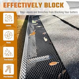 Blosail Gutter Guard - 6” x 120 ft Durable Coated Steel Micro-Mesh Leaf Gutter Protection Covers Fit K Style Gutter, Lock-in Gutter Guard, Blocks Leaves, Debris, Snow & Ice, Pack of 40, Black