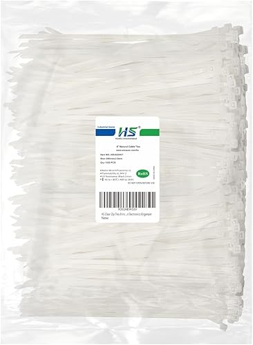 Miniatura 10 de HS Bridas de plástico duraderas de 4 pulgadas (paquete de 1000 unidades) pequeñas envolturas finas de nailon autobloqueantes de 18 libras para Negro