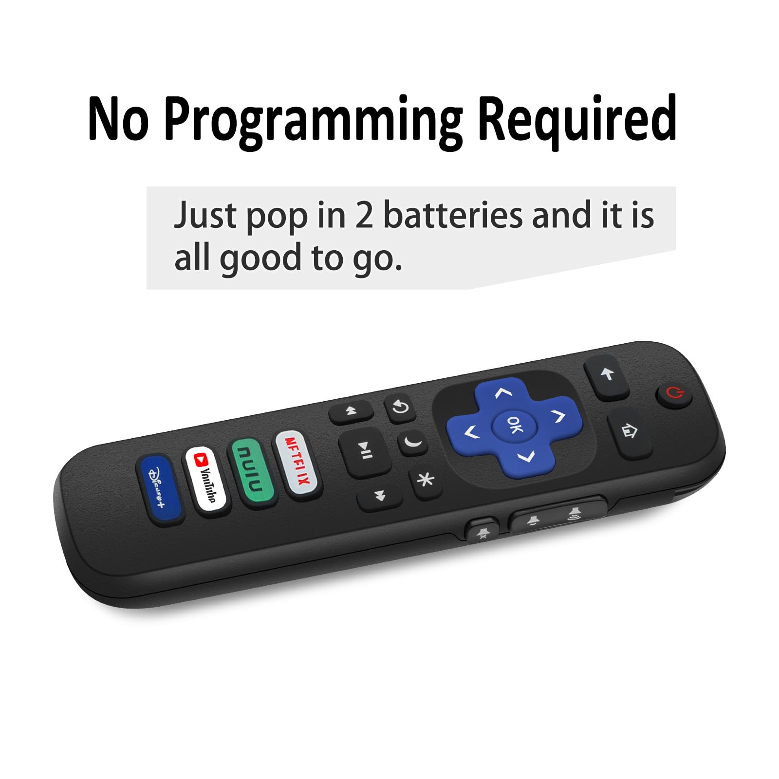 Lot de 2 télécommandes de rechange compatibles avec Roku Smart TV, télécommandes infrarouges pour TCL/Hisense/Sharp/Philips/Onn/Element/Insignia Roku TV (non compatible avec Roku Stick, Box ou
