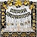 Black and Gold Birthday Decorations for Men Women, Happy Birthday Decorations Gold and Black Party Decoration Kit, Happy Birthday Banner Balloons Tablecover Fringe Curtain Swirls, Mens Man Bday Decor