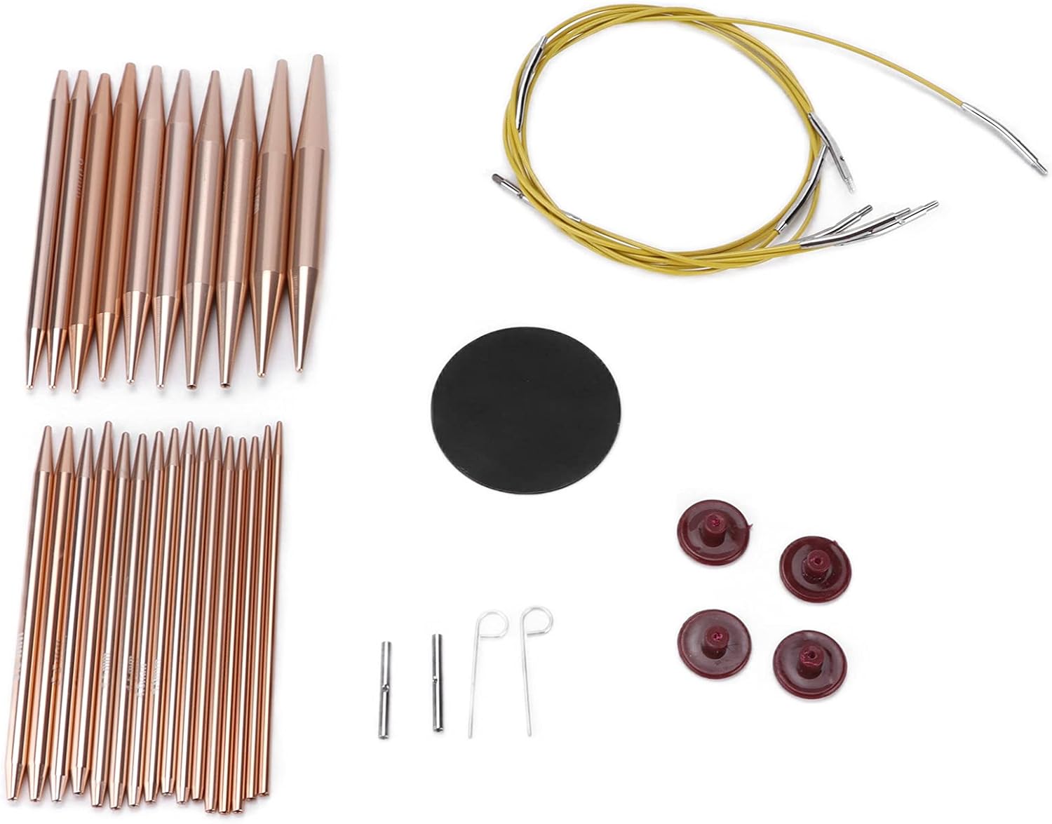 Knitting Kit, 26pcs Circular Knitting Needles Set Interchangeable Rose Gold Color Weaving Crochet Knitting Needles Set with Storage Case Household Knitting Needle for Knitting