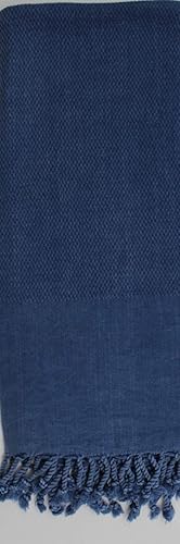 Miniatura 2 de Bersuse Toalla turca 100% algodón Zuma lavado a la piedra, 33 x 66 pulgadas, azul