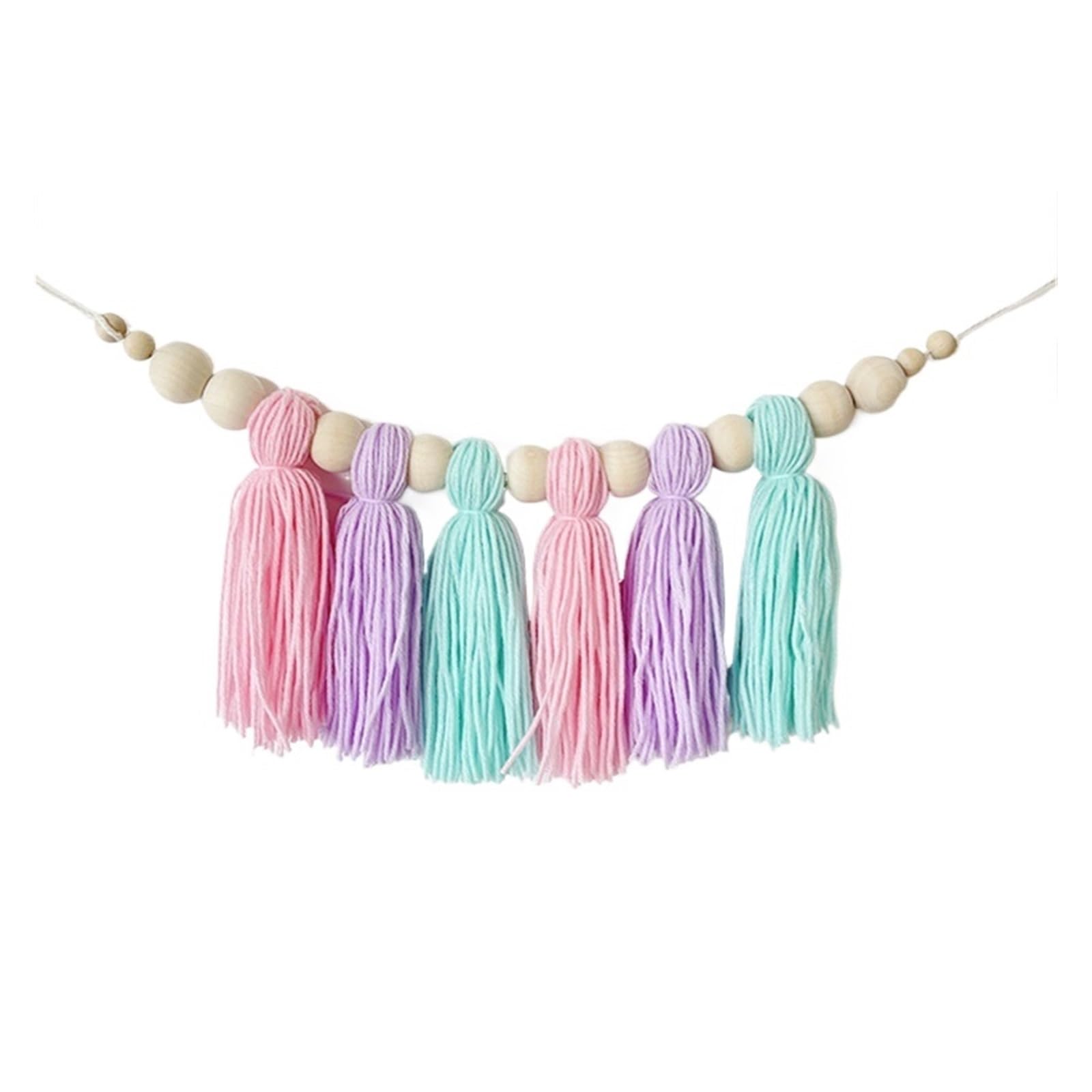 YUPLIODSX Wall Hanging Boho Tassel Garland Wall Decoration With Wooden Beads Nursery Decor For Tent Hanging Pendant Photo Props(Macarons)