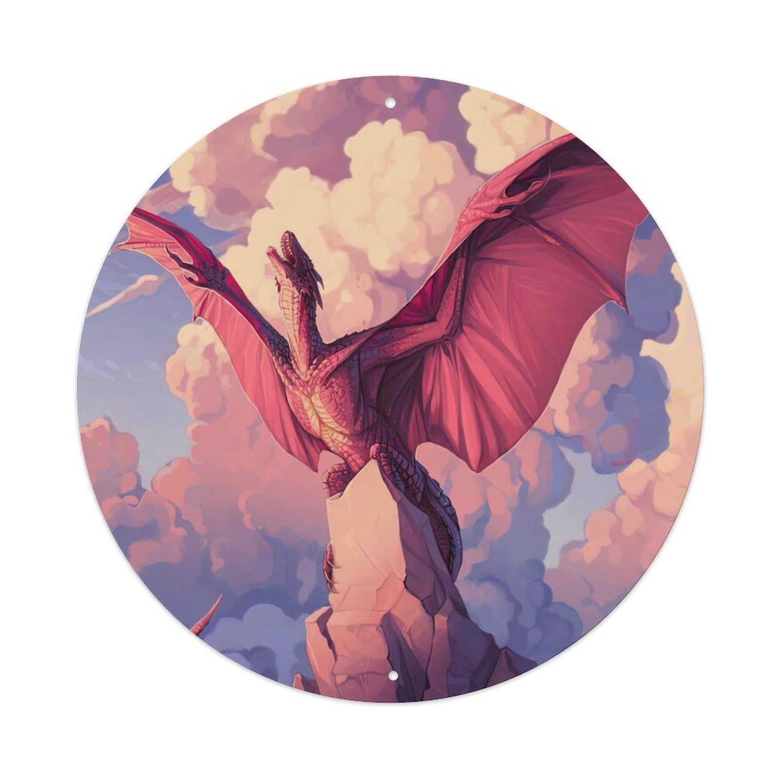 Animals Artwork Dragons Roaring Towards The Heavens Vintage Metal Tin Sign Plaque Wall Decor for Cafe, Club Bar, Office, Garden Metal Poster 8x8Inch