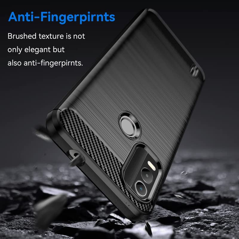 Image of NPRC Hybrid Ultra Slim Protective Case TPU Non-Slip Carbon Fiber Texture Shockproof Case Cover for Nokia C21 Plus - Black