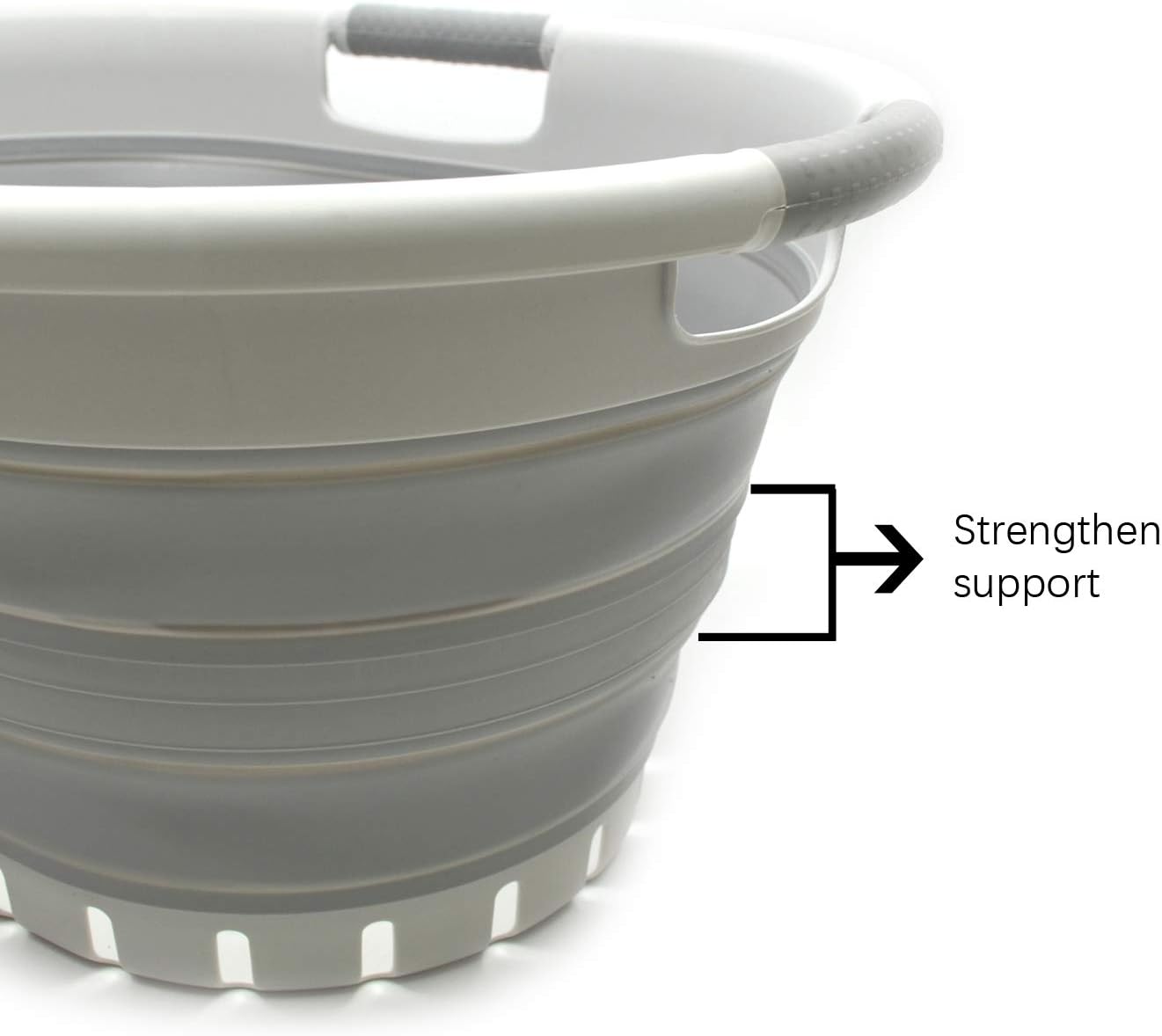 SAMMART 36L (9.5 gallon) Set of 2 Collapsible 3 Handled Plastic Laundry Basket-Foldable Pop Up Storage Container/Organizer-Space Saving Basket (2, Grey/Grey)