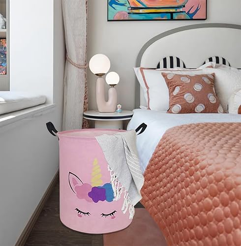 Miniatura 3 de Cesta redonda para ropa sucia, cesta organizadora de lavandería, cesta de almacenamiento, caja de ropa, cesta de guardería, cesta de regalo con asas