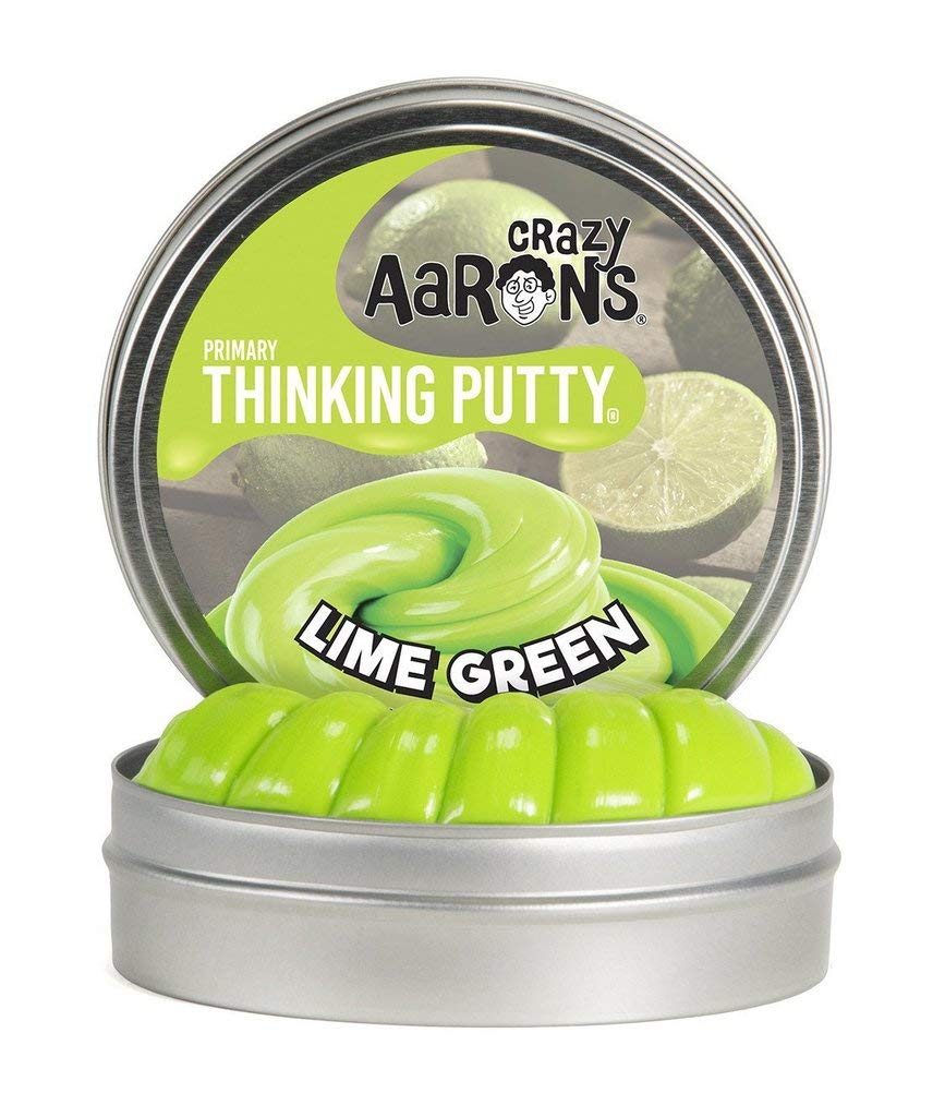 Crazy Aaron's Thinking Putty (1/5th LB, 3.2 Ounce) - Electric Lime Green - Non-Toxic, Never Dries Out