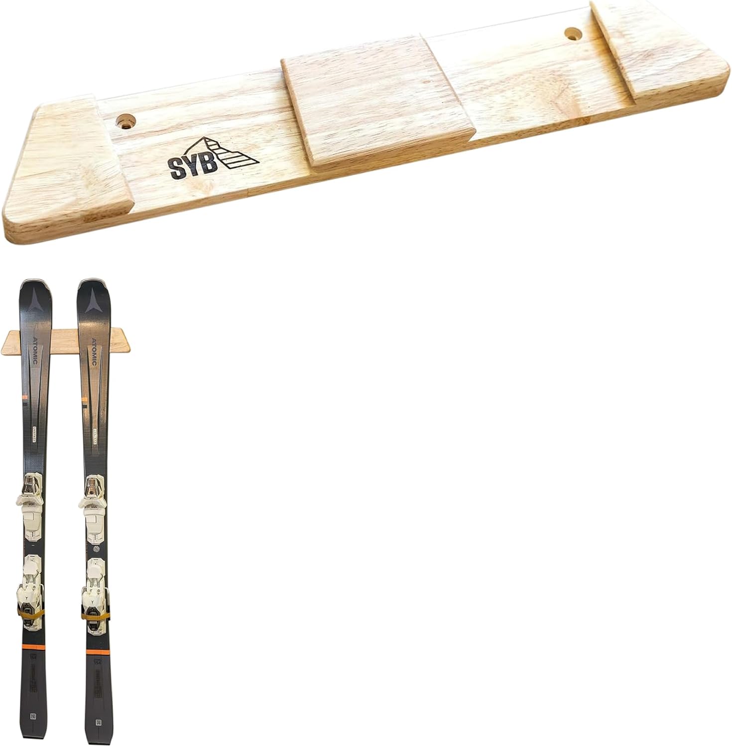 StoreYourBoard Horizontal Wood Ski Rack Wall Mount – Heavy Duty Ski Wall Mount Organizer, Space-Saving Ski Holders for Wall Display, Durable Skis Rack for Garage, Home or Cabin - Natural Wood (Medium) - Image 5