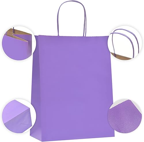 Miniatura 3 de Nexmint Bolsas de papel kraft de 8 x 10.5 pulgadas, bolsas de regalo con asa para cumpleaños, vacaciones, regalos, recuerdos de fiesta, venta al por