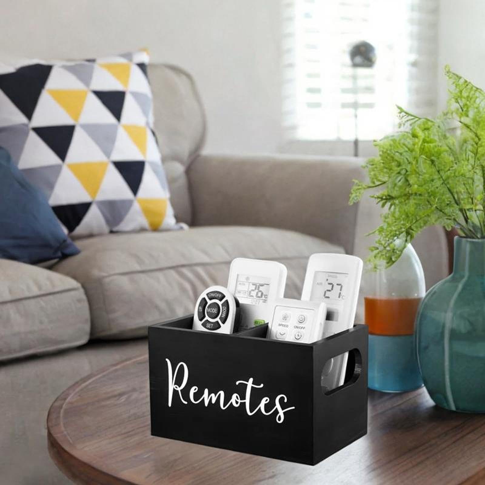 Enakshi®, supporto per telecomando in legno, stile retrò, per letto, comodino, divano, nero, casa e giardino, forniture per la casa e le pulizie, organizzazione della casa e altre organizzazioni