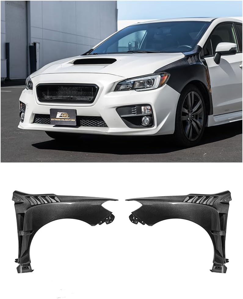 Replacement For 2015-2021 Subaru WRX & WRX STI Models | JDM Factory Style Carbon Fiber Replacement Front Side Vented Fender Pair FENDER-922-BKCF