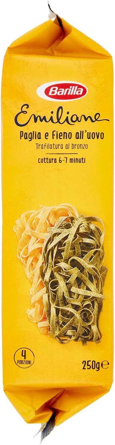 Italian Gourmet E.R. Barilla Pasta all' Uovo Le Emiliane Paglia e Fieno, 12 unidades de pasta de huevo, pasta con huevo 250 g + polpa italiana gourmet 400 g