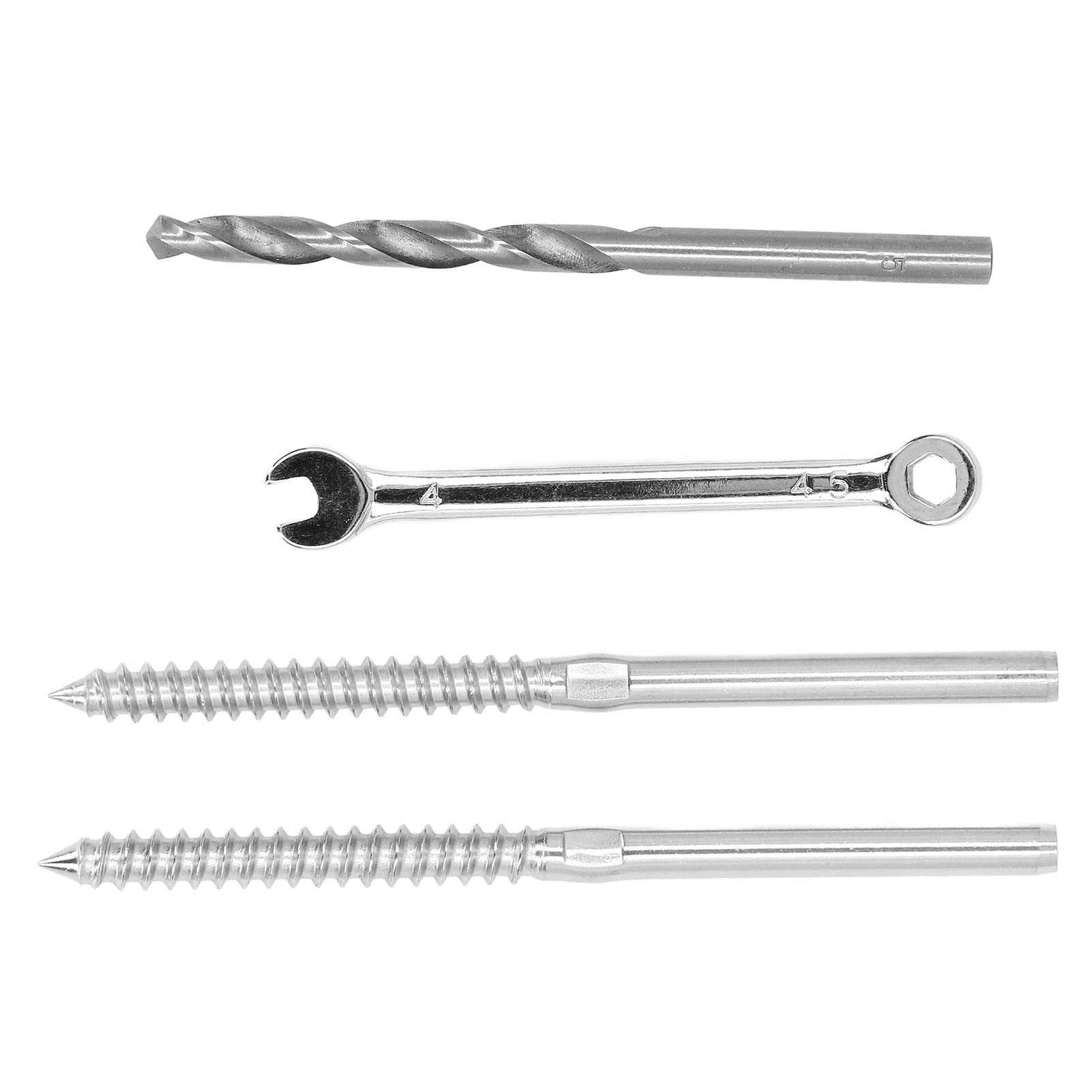 Kit Hardware per Ringhiera per Cavi con Vite Mordente, Vite per Ringhiera per Cavi in ​​acciaio Inossidabile 316 da 1 8 Pollici, Set di Filettatura Sinistra e Destra con Punta per Chiave