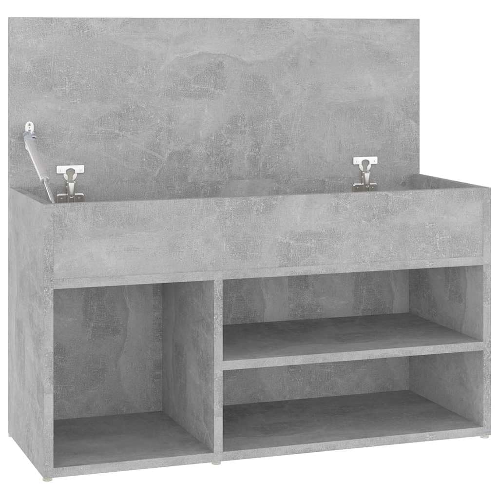 Panca per scarpe con cassetto, legno composito grigio cemento, 80x30x45 cm