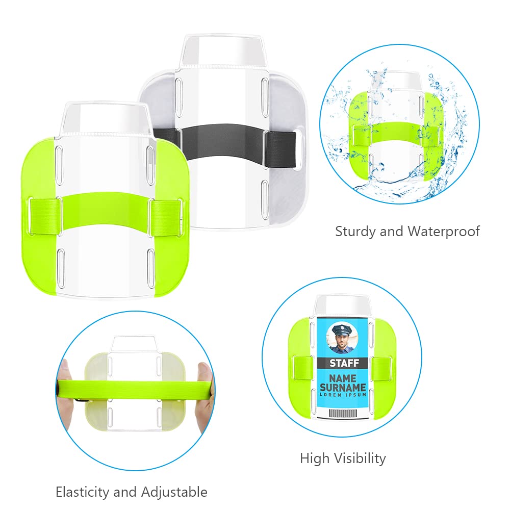 Vicloon armband card holder, 2Pc Arm Badge Holders for Emergency Workers Security Staff, Doorman (Green + Silver) - Image 3