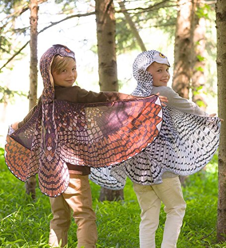 Hooded Realistic Owl Costume Wings With Eyes And Beak For Kids' Dress Up Imaginative Play, 46" Wingspan, Snowy Owl #TOP4