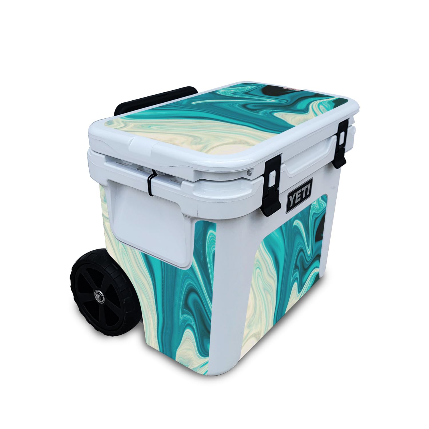 Skin Compatible with Yeti Roadie 32 Wheeled Cooler - Aqua Swirl - Premium 3M Vinyl Protective Wrap Decal Cover - Easy to Apply | Crafted in The USA by MightySkins