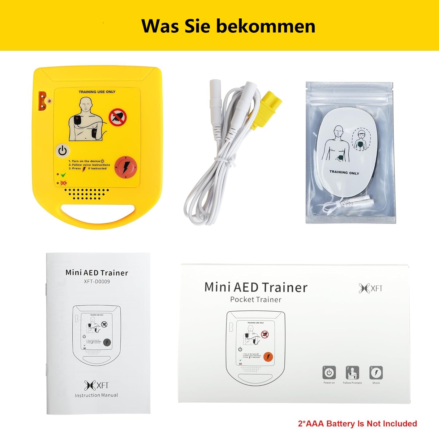 XFT Mini AED Trainingsgerät Deutsch (XFT-D0009) | AED Trainer, Erste Hilfe Lehrgerät, Mit CPR-Lehrgerät Maschine, Für Defibrillator-Auszubildende-Anfänger
