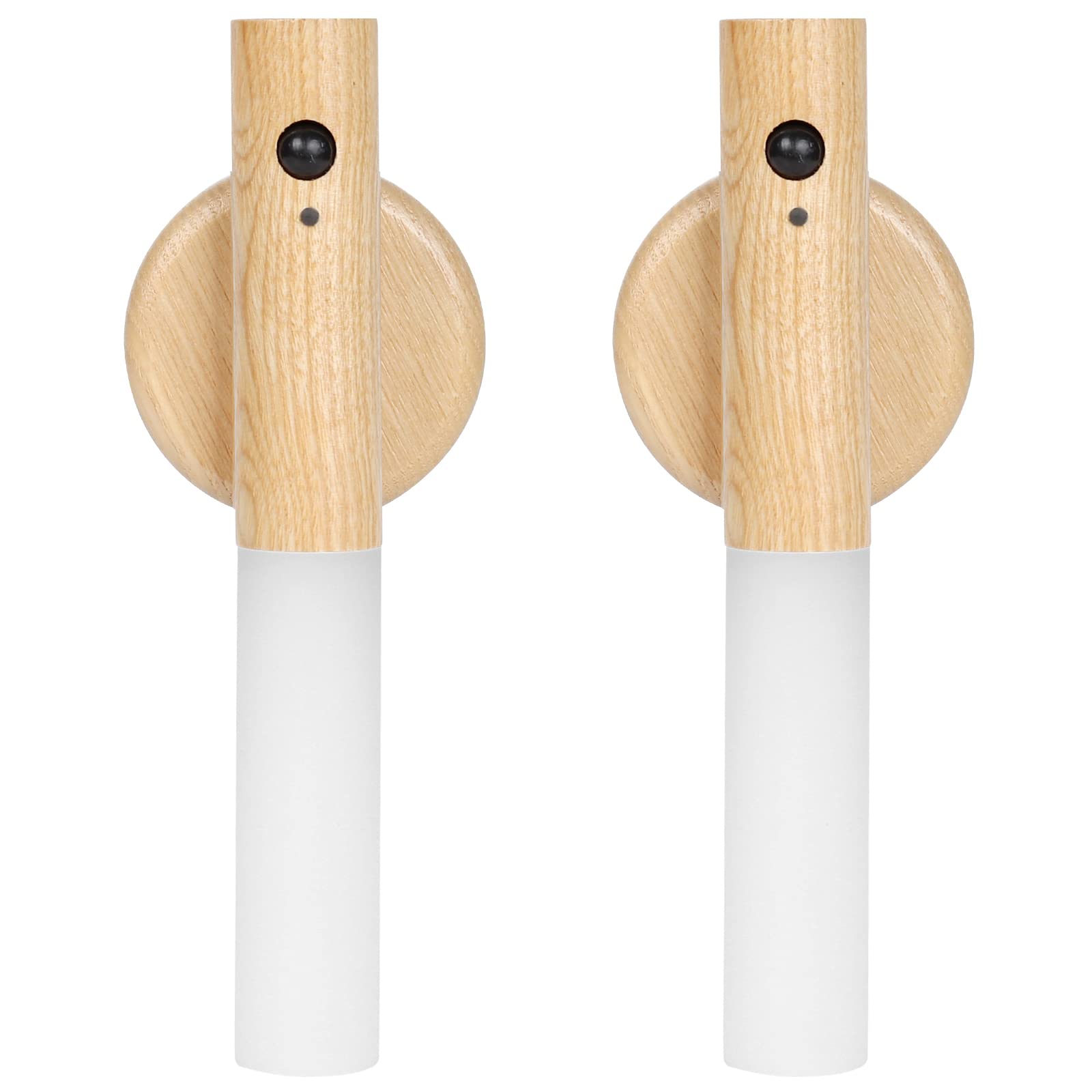 XSUPERMotion Sensor Night Light, Magnet Body Sensor Hallway Night Lights, Rechargeable Wooden Stick Wall Sconce Lights for Bedroom Corridor Staircase (White Ash Wood 2ps)